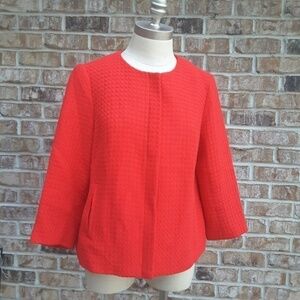Talbots Zip Up Tweed Pattern Jacket Red 4